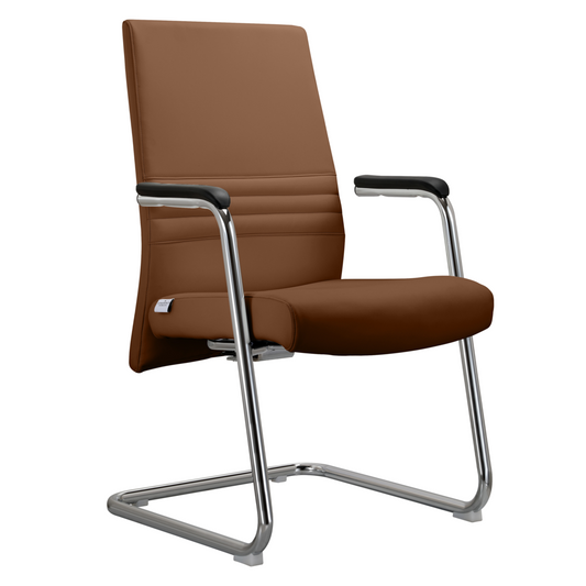 LeisureMod Aleen Series Guest Office Chair In Dark Brown Leather