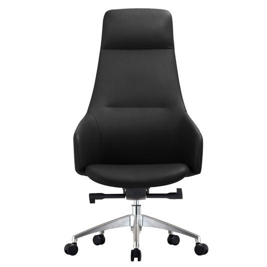 LeisureMod Celeste Series Tall Office Chair in Black Leather