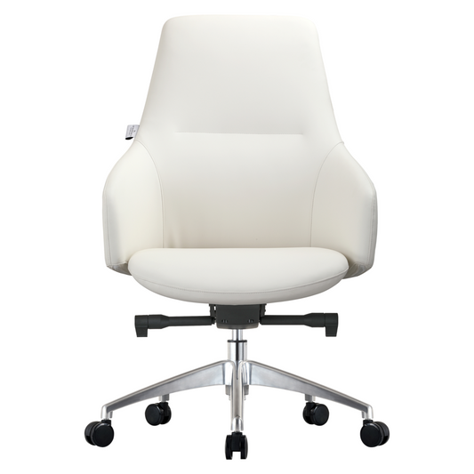 LeisureMod Celeste Series Office Chair in White Leather