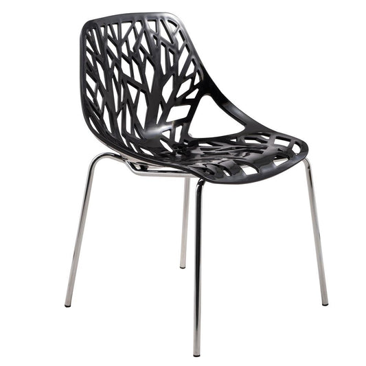 LeisureMod Modern Asbury Dining Chair w/ Chromed Legs AC16BL