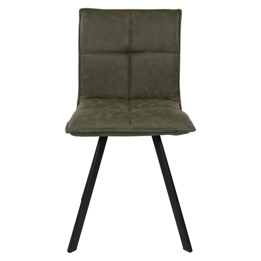 LeisureMod Wesley Modern Leather Dining Chair With Metal Legs Set of 2 WC18G2