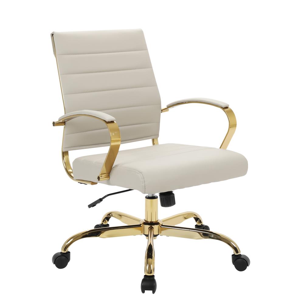 LeisureMod Benmar Home Leather Office Chair With Gold Frame BOG19TL