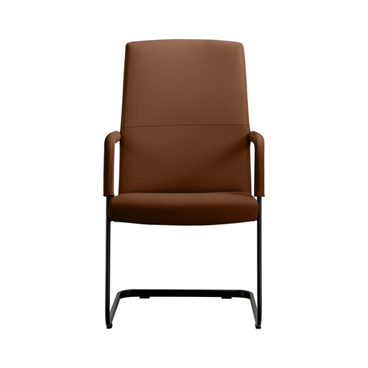 LeisureMod Evander Office Guest Chair in Dark Brown Leather