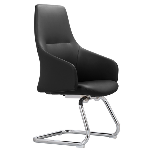 LeisureMod Celeste Series Guest Office Chair in Black Leather