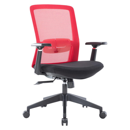 LeisureMod Ingram Modern  Office Task Chair with adjustable armrests, Red