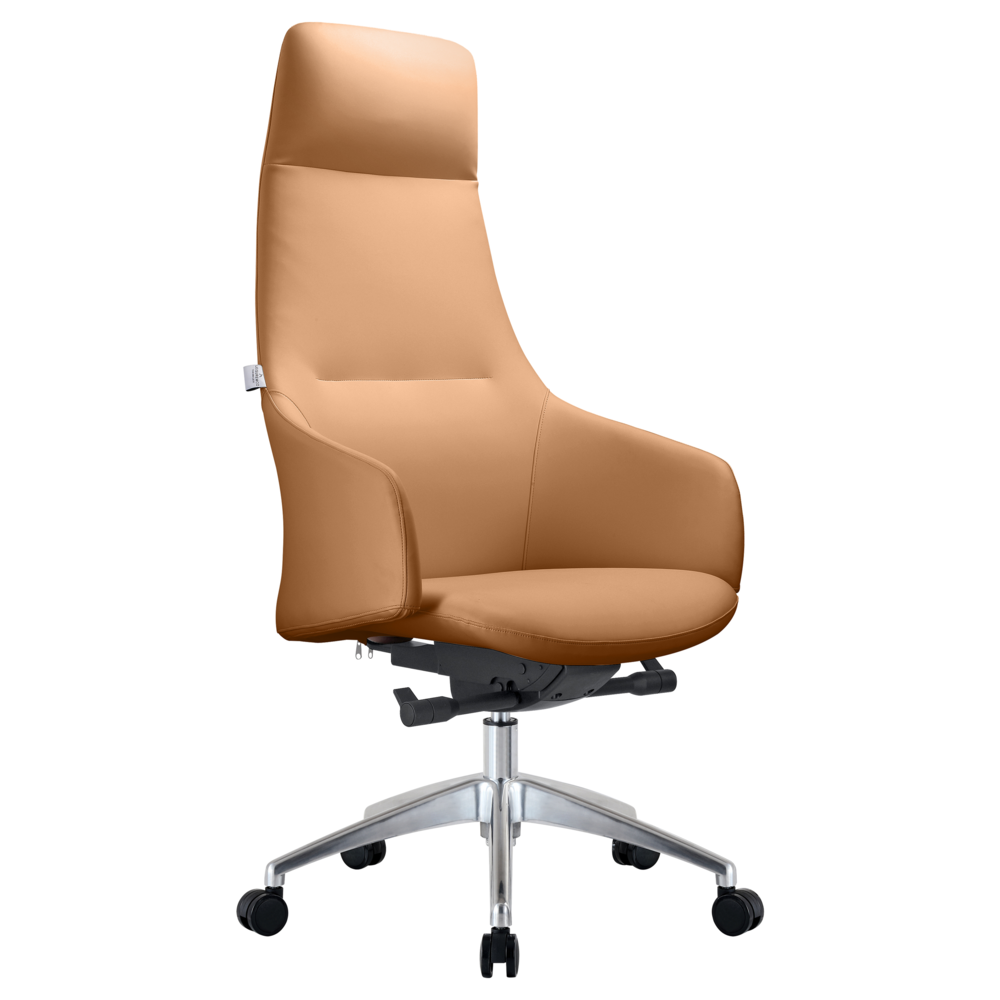 LeisureMod Celeste Series Office Tall Chair in Acorn Brown Leather