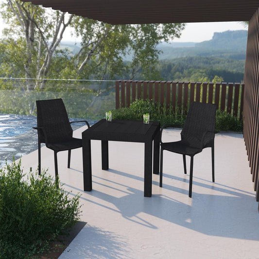 LeisureMod Kent Outdoor Dining Arm Chair, Set of 2 KCA21BL2