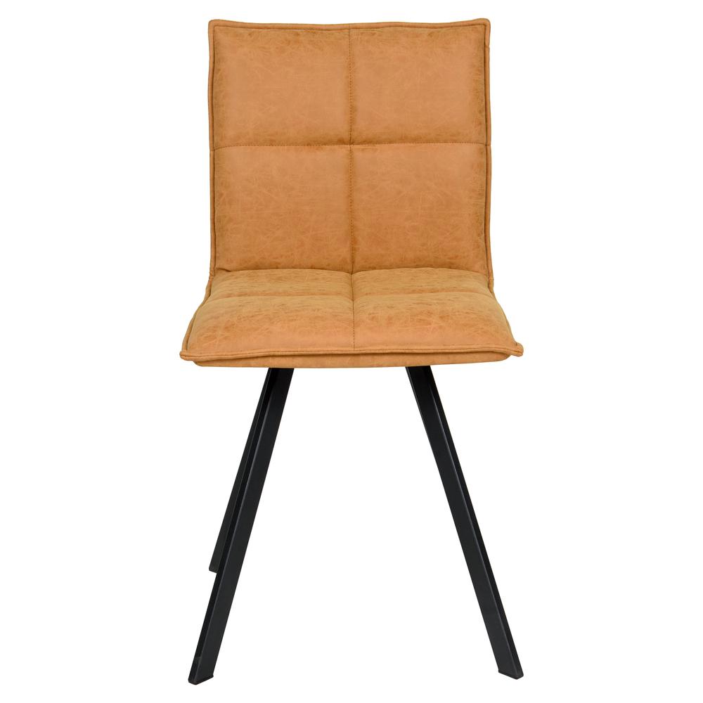 LeisureMod Wesley Modern Leather Dining Chair With Metal Legs Set of 4 WC18BR4