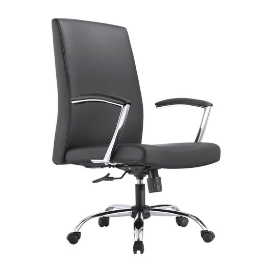 LeisureMod Evander Series Office Chair in Black Leather