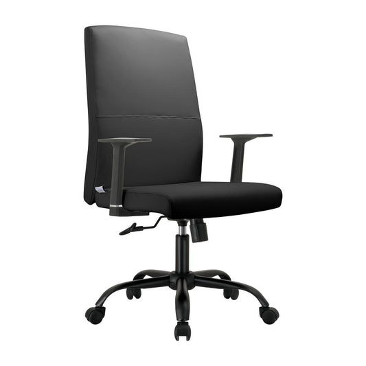 LeisureMod Evander Series Office Guest Chair in Black Leather