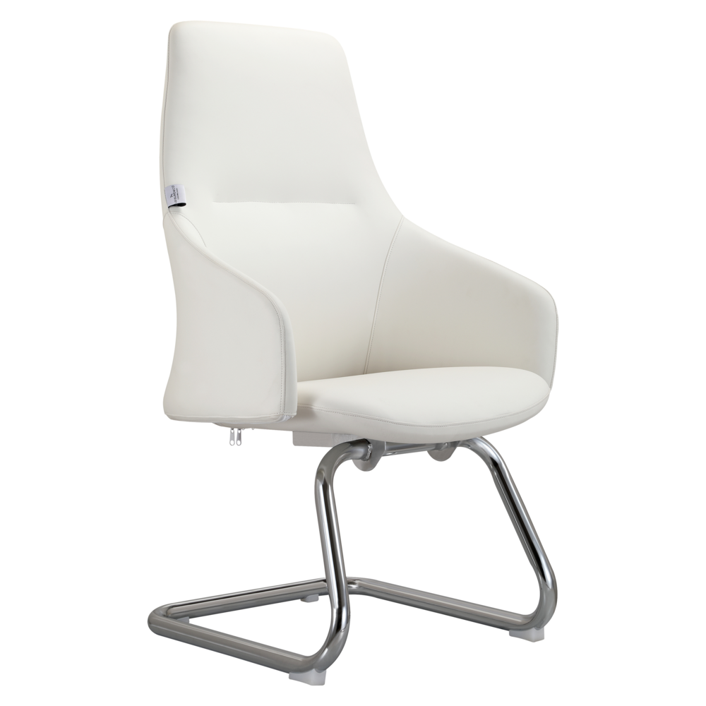 LeisureMod Celeste Series Guest Office Chair in White Leather