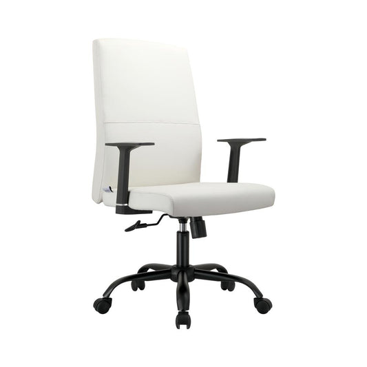 LeisureMod Evander Series Office Guest Chair in White Leather