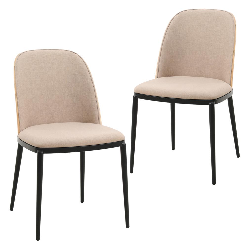 Mid-Century Modern Dining Side Chair with Velvet Seat and Steel Frame Set of 2