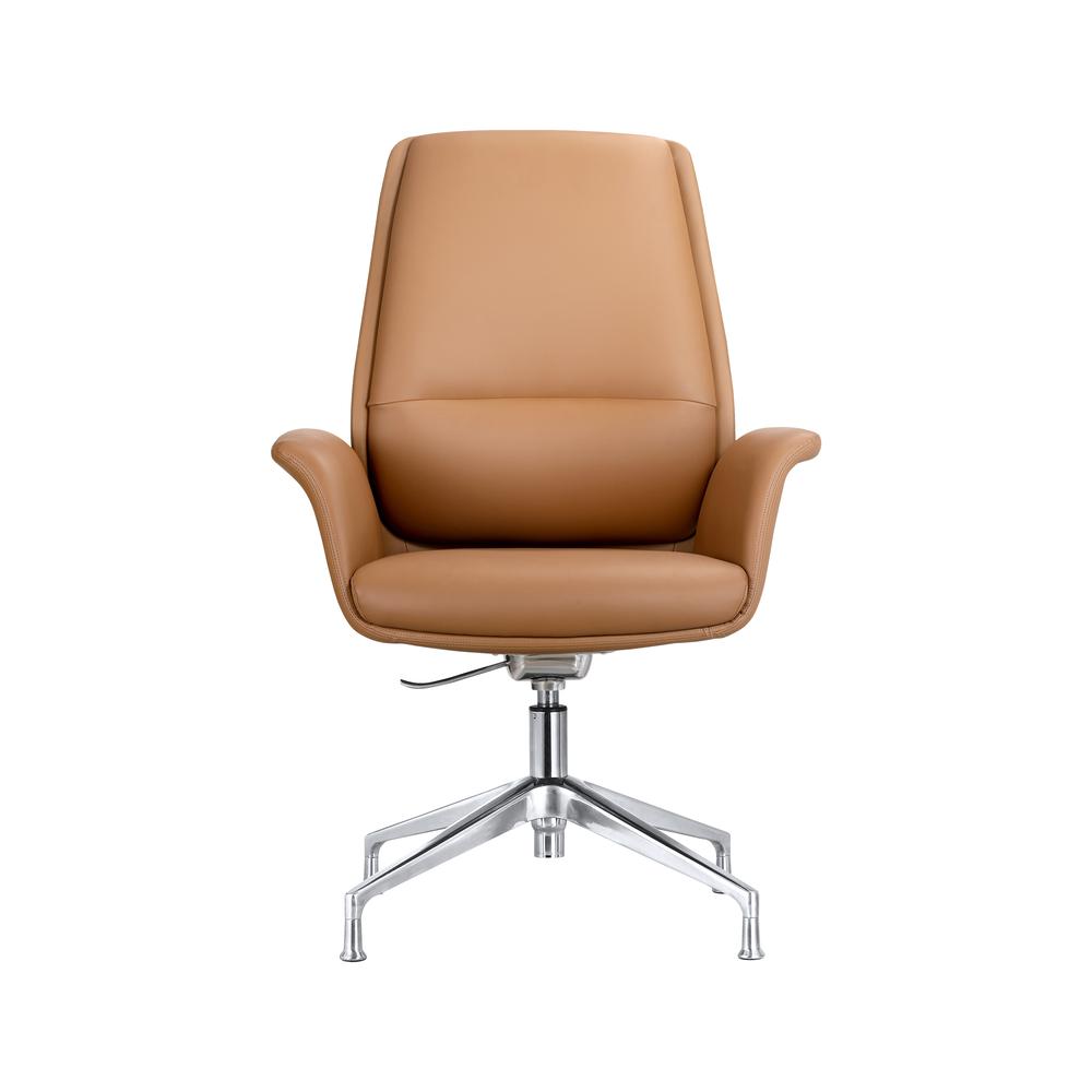 Office Chair in Faux Leather and Aluminum Frame with Adjustable Heigh