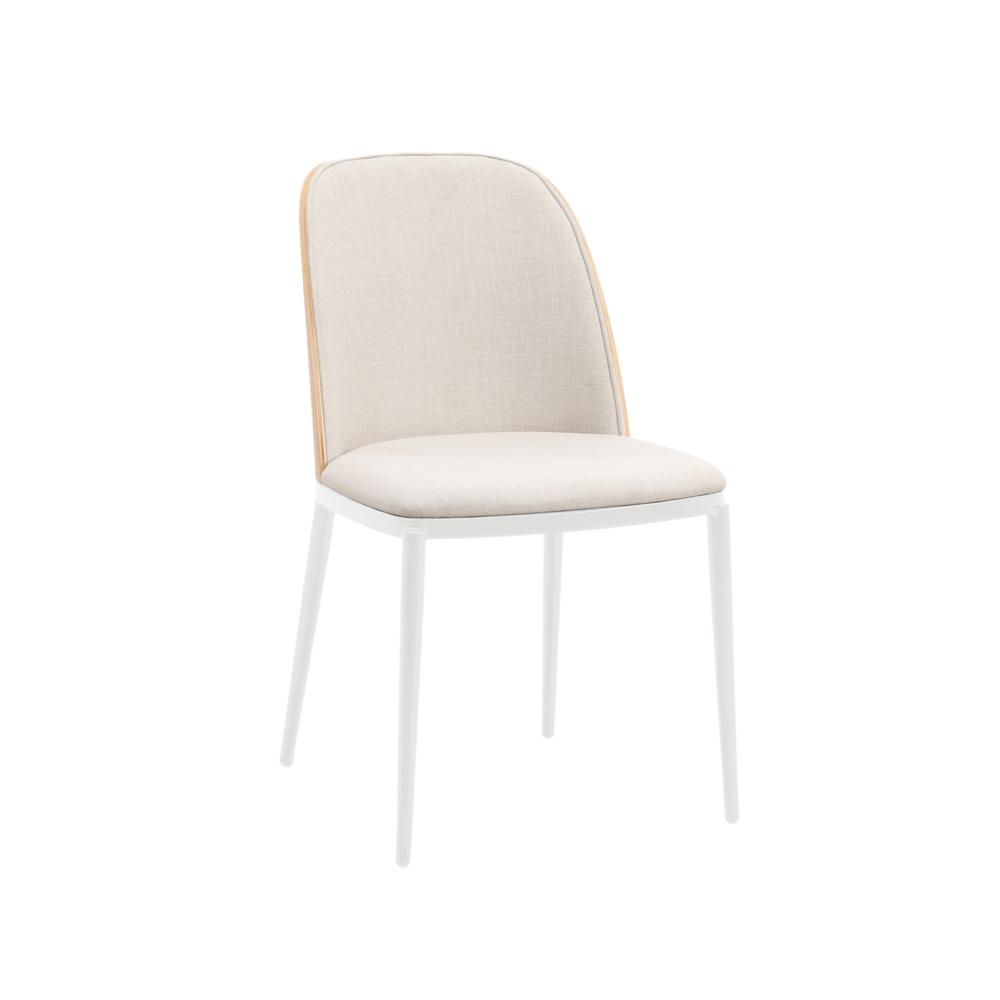 Dining Side Chair with Velvet Seat and White Powder-Coated Steel Frame