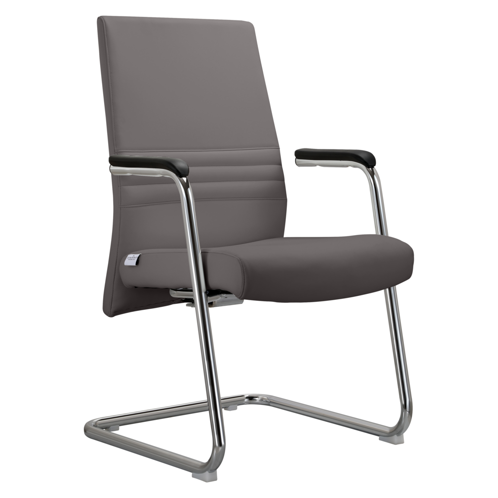 LeisureMod Aleen Series Guest Office Chair In Grey Leather