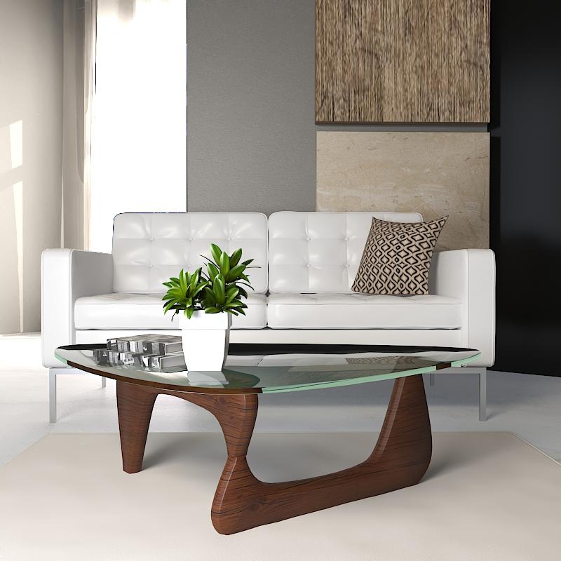 LeisureMod Imperial Triangle Coffee Table, Dark Walnut