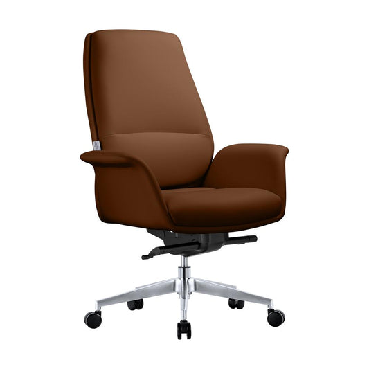 LeisureMod Summit Series Office Chair In Dark Brown Leather