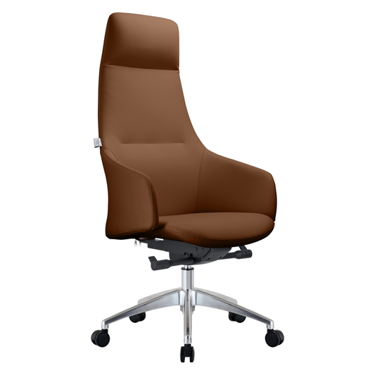 LeisureMod Celeste Series Tall Office Chair in Dark Brown Leather