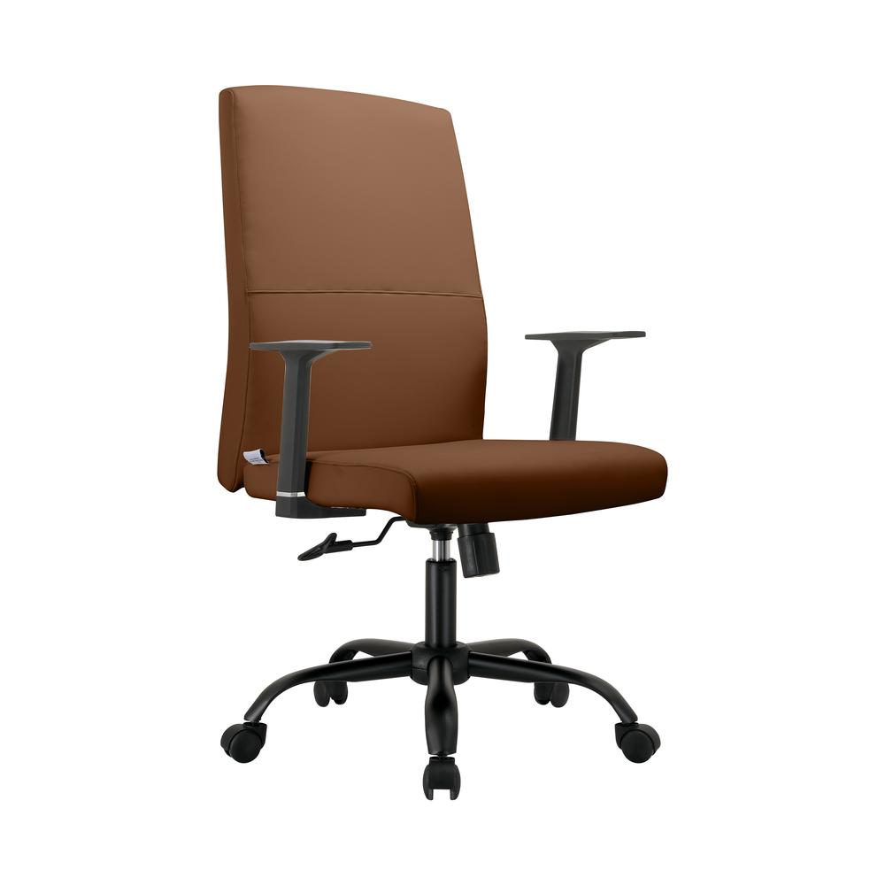 LeisureMod Evander Series Office Guest Chair in Dark Brown Leather