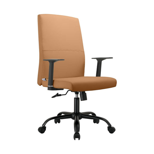 LeisureMod Evander Series Office Guest Chair in Acorn Brown Leather