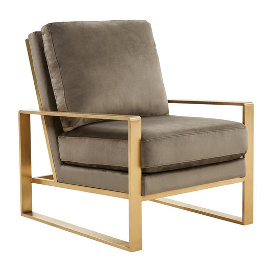 LeisureMod Jefferson Velvet Design Accent Armchair With Gold Brass Finish Frame JA29DGR