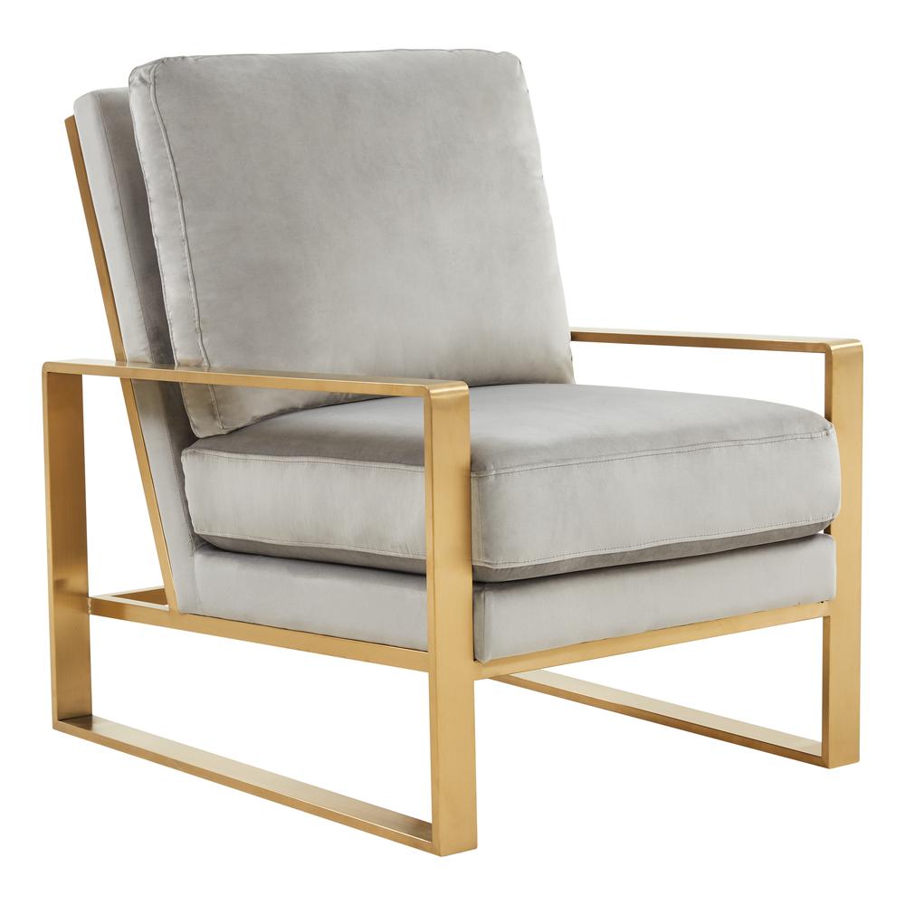 LeisureMod Jefferson Velvet Design Accent Armchair With Gold Brass Finish Frame JA29LGR