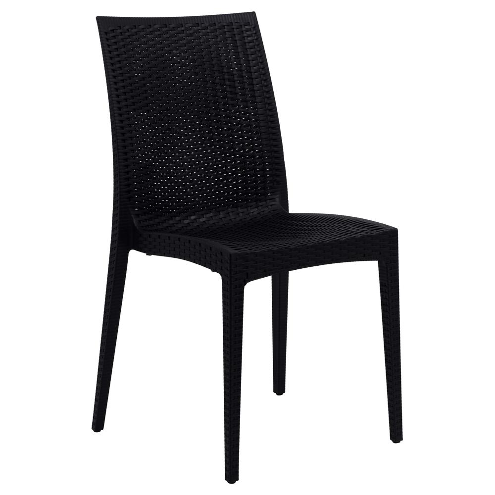 LeisureMod Weave Mace Indoor/Outdoor Dining Chair (Armless) MC19BL