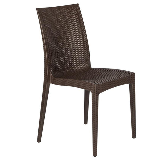 LeisureMod Weave Mace Indoor/Outdoor Dining Chair (Armless) MC19BR