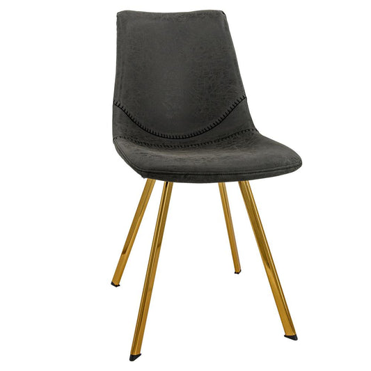 LeisureMod Markley Modern Leather Dining Chair With Gold Legs MCG18BL