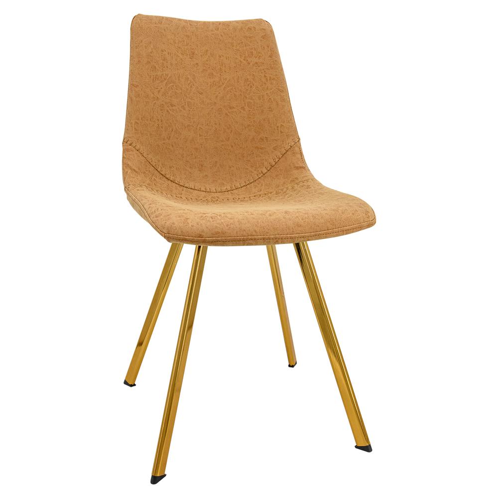 LeisureMod Markley Modern Leather Dining Chair With Gold Legs MCG18BR