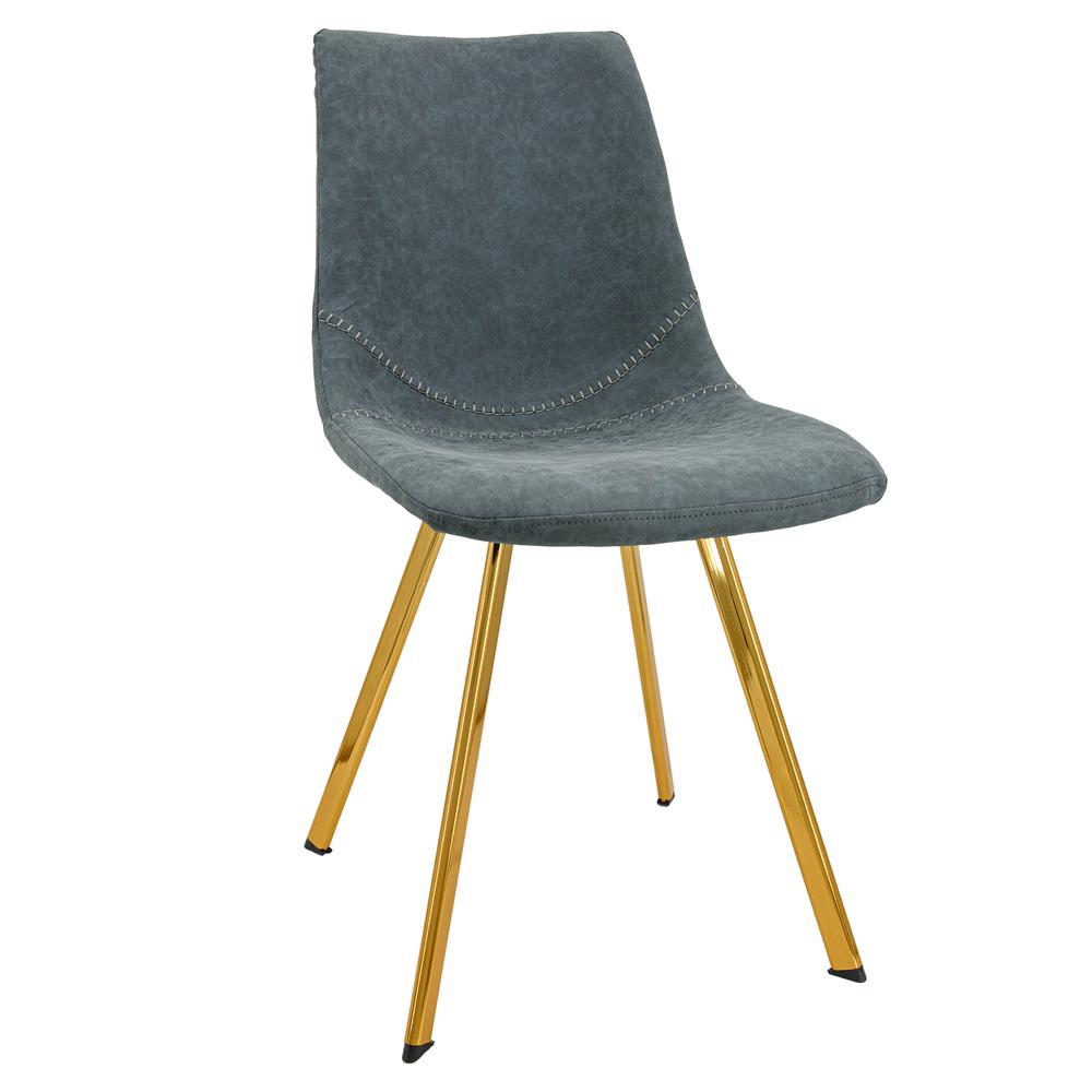 LeisureMod Markley Modern Leather Dining Chair With Gold Legs MCG18BU