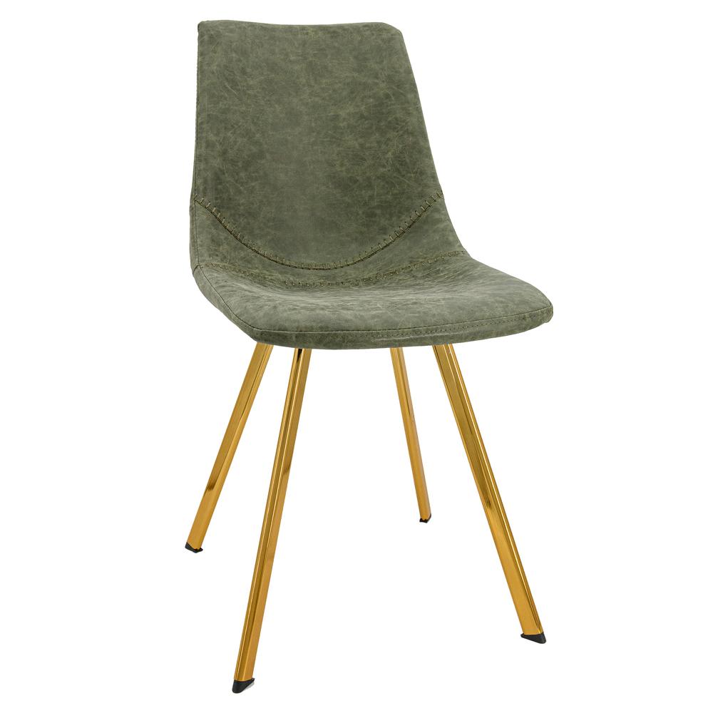 LeisureMod Markley Modern Leather Dining Chair With Gold Legs MCG18G