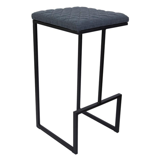 LeisureMod Quincy Quilted Stitched Leather Bar Stools With Metal Frame QS29BU