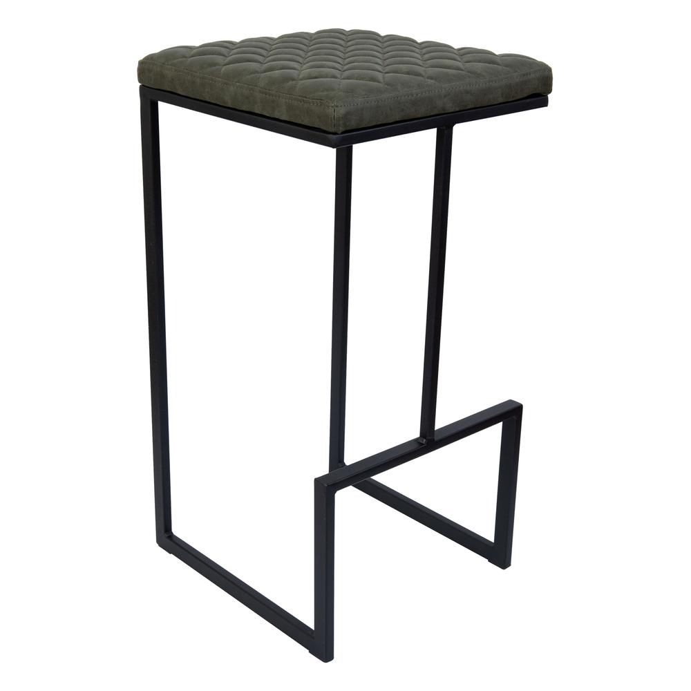 LeisureMod Quincy Quilted Stitched Leather Bar Stools With Metal Frame QS29G