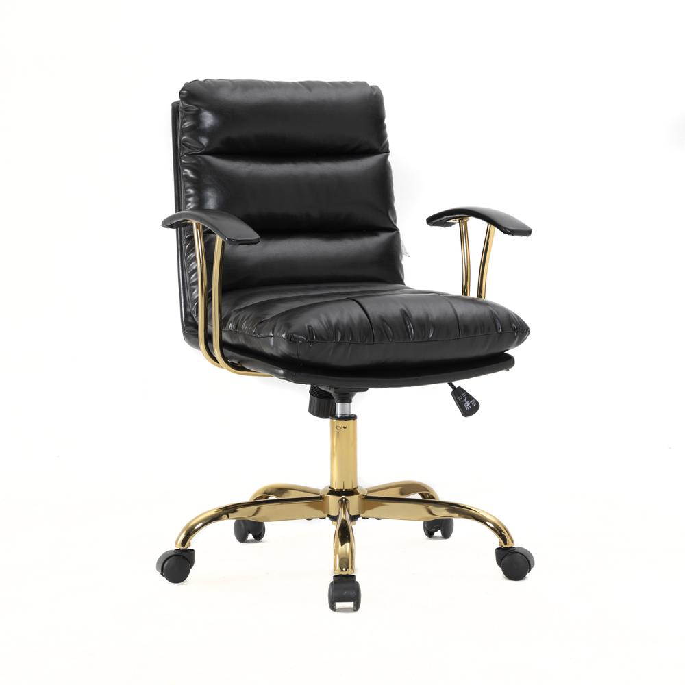 LeisureMod Regina Modern Padded Leather Adjustable Executive Office Chair with Tilt & 360 Degree Swivel in Black