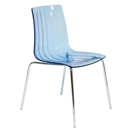 LeisureMod Ralph Dining Chair in Transparent Blue RP20TBU