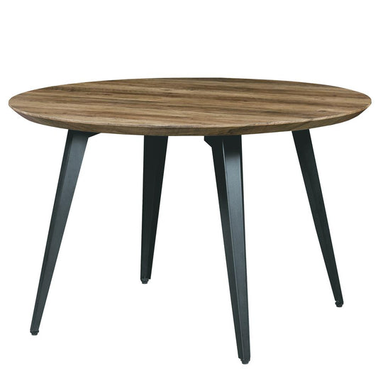 LeisureMod Ravenna Modern Round Wood 47" Dining Table With Metal Legs RTM47BR