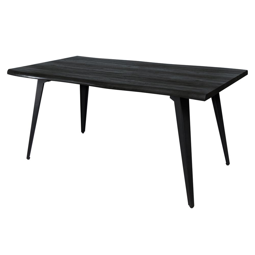 LeisureMod Ravenna Modern Rectangular Wood 63" Dining Table With Metal Legs RTM63BL