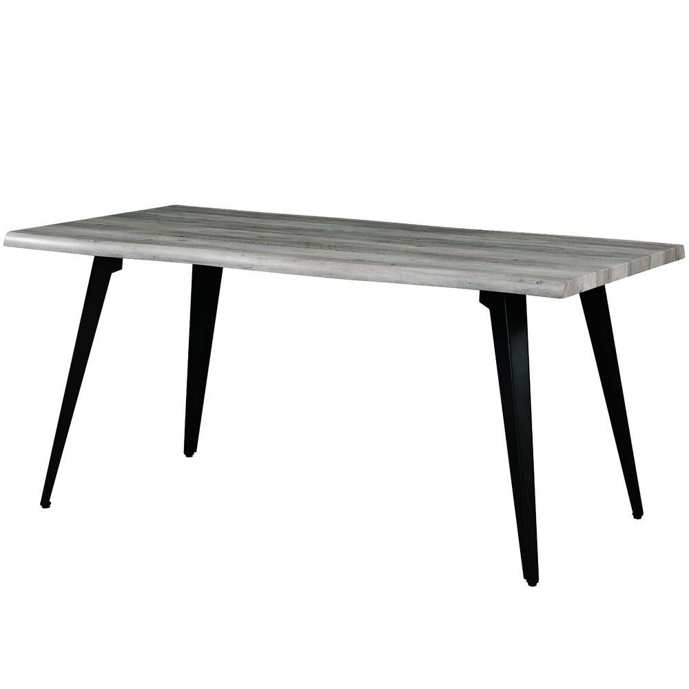 LeisureMod Ravenna Modern Rectangular Wood 63" Dining Table With Metal Legs RTM63WO