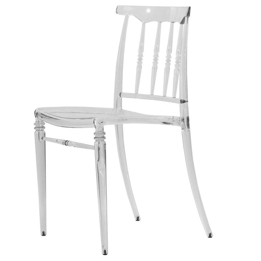 LeisureMod Spindle Transparent Modern Lucite Dining Chair in Clear SC19CL