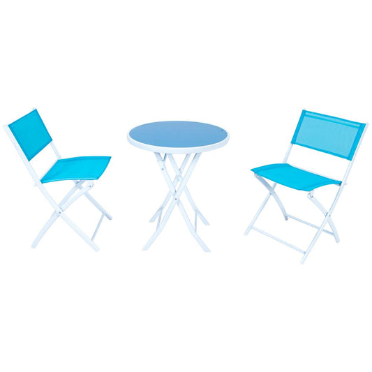 LeisureMod Outdoor Bistro Folding Table Chairs Set SCT19BU