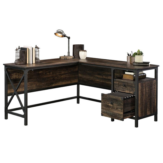 Steel River L-Desk, Carbon Oak