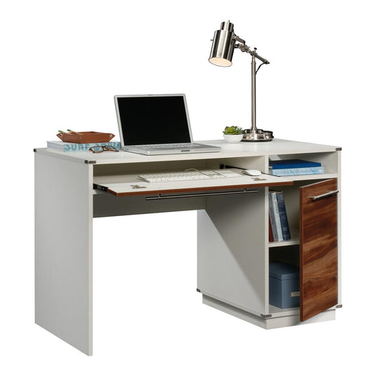 Vista Key Single Ped Desk Pearl Wh/Blaze