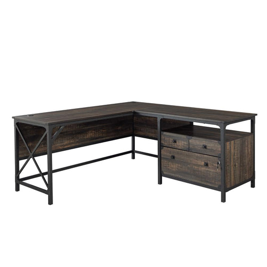 Steel River L-Shaped Desk  Carbon Oak