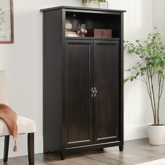 Two-Door Cabinet with Open Shelf in Estate Black