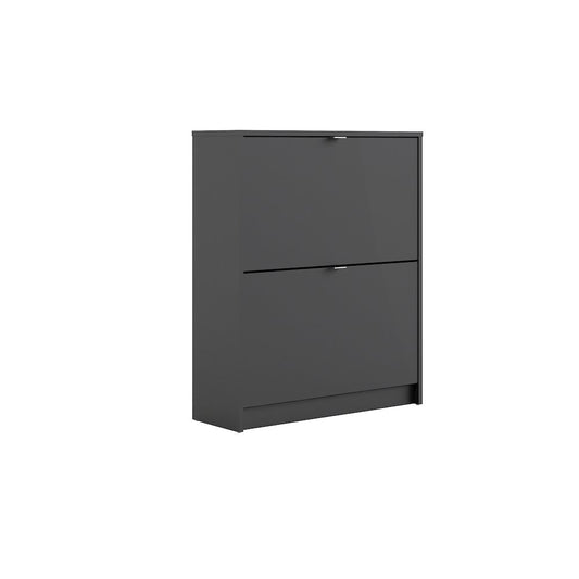 Bright 2 Drawer Shoe Cabinet, Black Matte