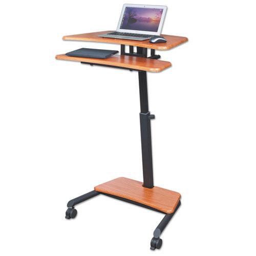 Up-Rite Mobile Standing Workstation, 27 1/2w x 22 1/2d x 45 1/2h, Cherry