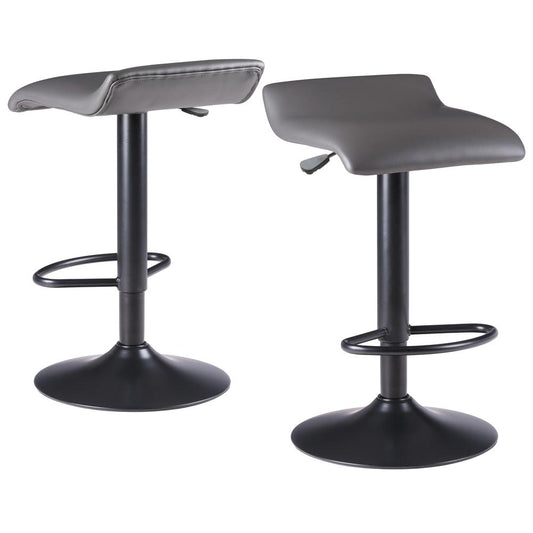 Tarah Adjustable Swivel Stools, 2-Pc Set, Black & Slate Gray