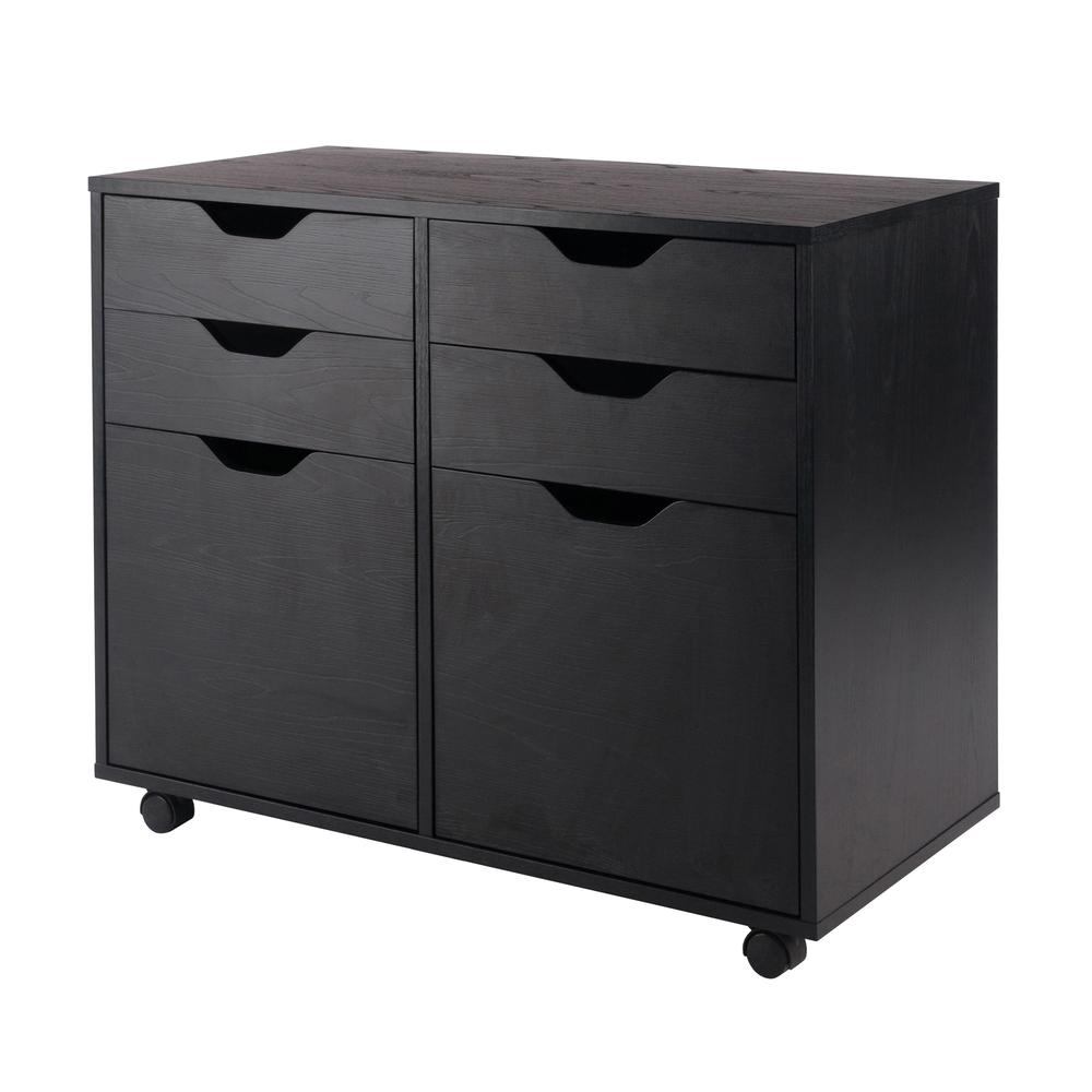 Halifax 2 Section Mobile Storage Cabinet, Black